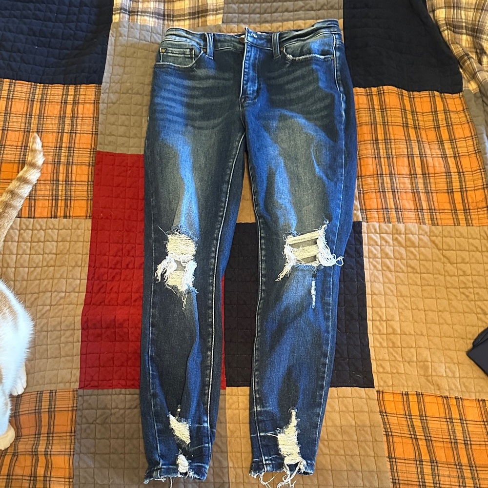 Stylish Ripped Blue Skinny Jeans